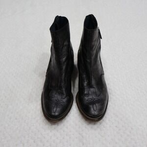 Unity In Diversity Womens 36 Ankle Boots Black Leather Western Embroidered Zip